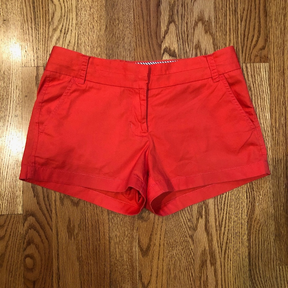 J. Crew 3 inch Chino Shorts in Neon Red